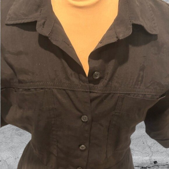 Zara Black Buttoned Dolman Sleeve Mini Dress Size Small - Picture 2 of 7